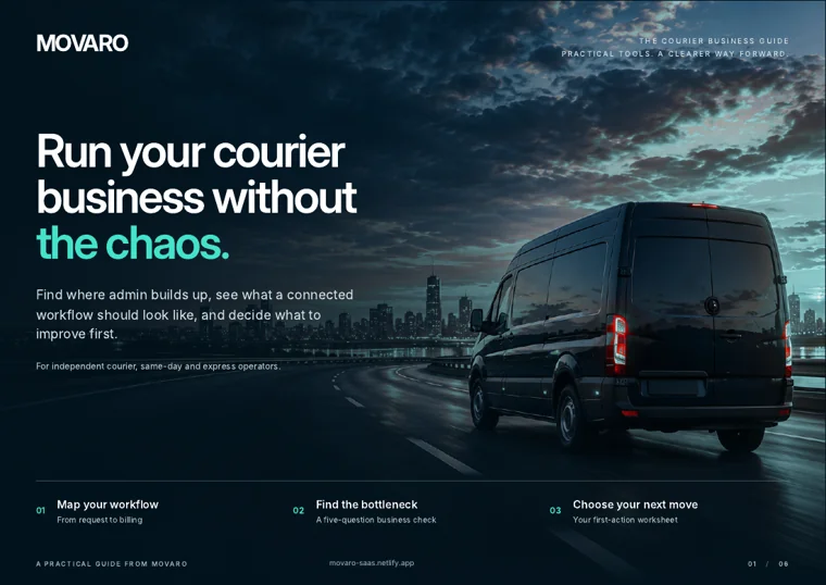 Cover of the MOVARO Courier Business Guide: Run your courier business without the chaos.